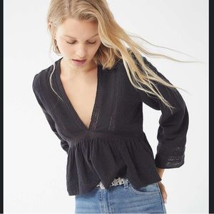 Urban Outfitters Isabella Embroidered Lace Crop Top